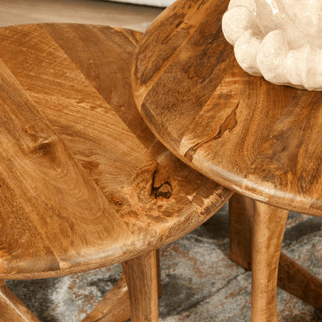 Beistelltisch – Mango Holz, Natur Finish, Rundform 70cm – Milou | Starfurn