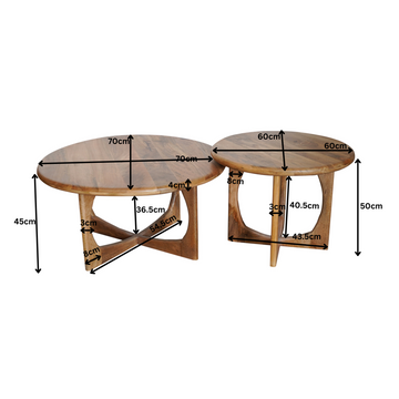 Beistelltisch – Mango Holz, Natur Finish, Rundform 70cm – Milou | Starfurn