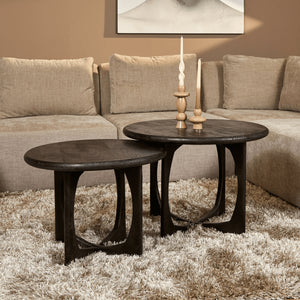 Beistelltisch – Mango Holz, Schwarz Finish, Rundform, 60cm – Milou | Starfurn