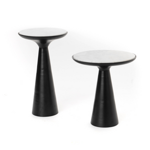 Side Table – Black Top, Metal Frame, Marble Plate – Essy | Starfurn