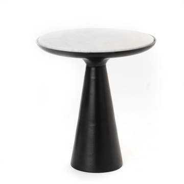 Beistelltisch – Schwarzer Marmor, Metall Gestell, Runde Form, 38 cm – Essy | Starfurn