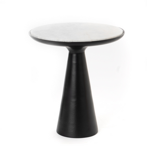 Side Table – Black Metal Legs, Marble Top, Modern Minimalist Design – Essy | Starfurn