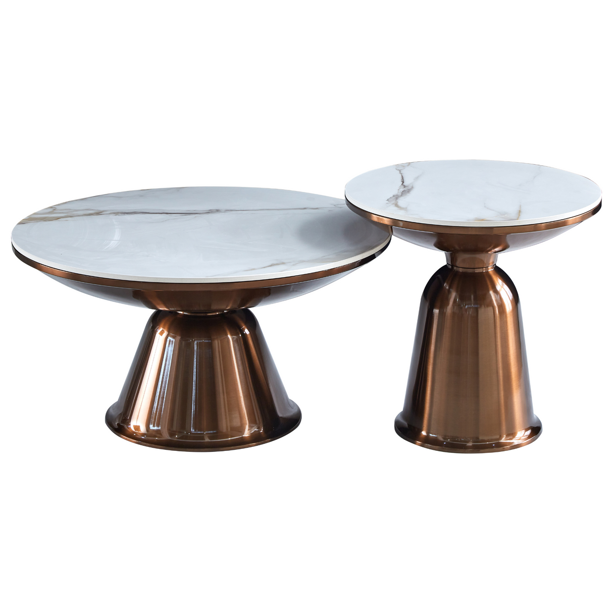 Couchtisch – Marmorplatte, Goldgestell, 2er-Set – Alix | Starfurn