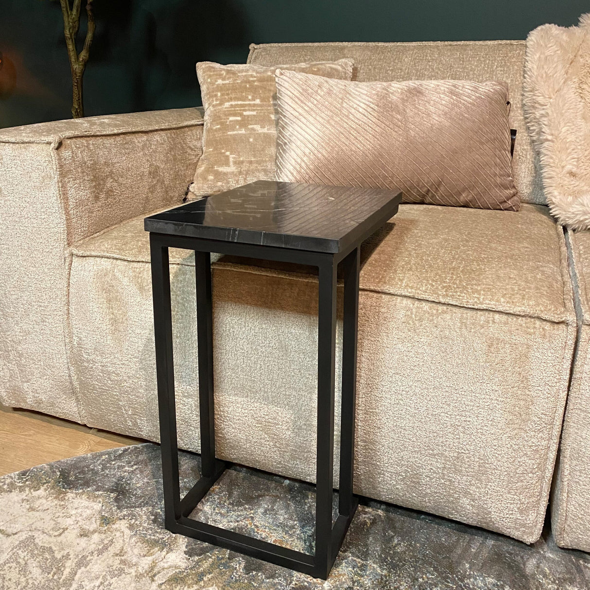 Side Table – Black Marble Top, Metal Frame, Compact Design – Nova | Starfurn