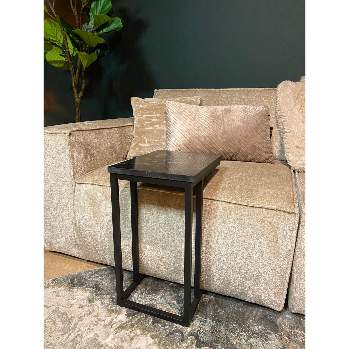Side Table – Black Marble Top, Metal Frame, Compact Design – Nova | Starfurn
