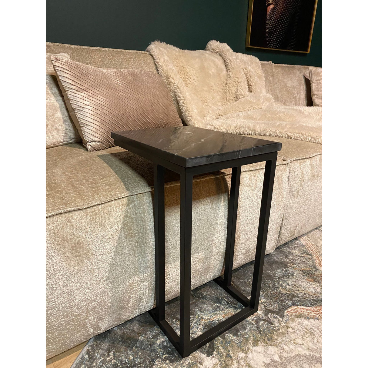 Side Table – Black Marble Top, Metal Frame, Compact Design – Nova | Starfurn