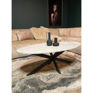 Couchtisch - Weißer Marmor Metallgestell Oval – Faye | Starfurn
