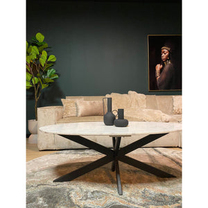 Couchtisch - Weißer Marmor Metallgestell Oval – Faye | Starfurn