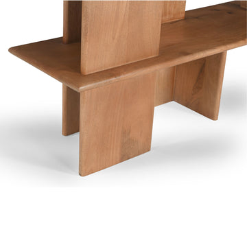 Wandregal - Massives Mangoholz, Natur-Finish, Offenes Design, Versetzte Böden - Lina | Starfurn