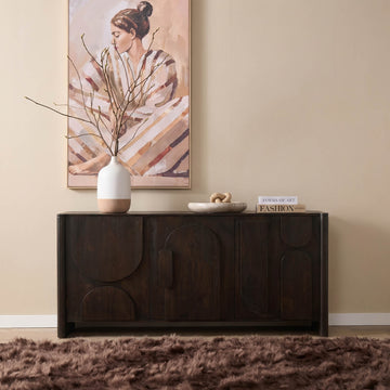 Sideboard - Mangoholz Braun, Organische Fronten, Geräumiger Stauraum, 160 cm – Zana | Starfurn