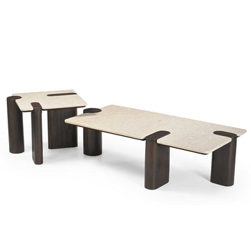 Coffee Table - Marble Tabletop, Mango Wood Frame, Modern Design - Maeve | Starfurn