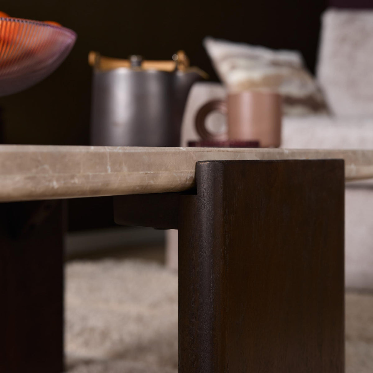 Coffee Table - Marble Tabletop, Mango Wood Frame, Modern Design - Maeve | Starfurn