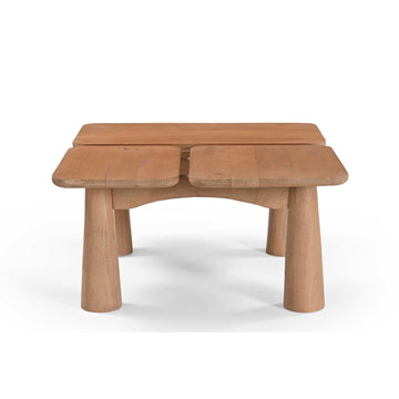 Couchtisch - Mangoholz natur, Dreiteilige Platte, Runde Beine, Abgerundete Kanten - Vona | Starfurn