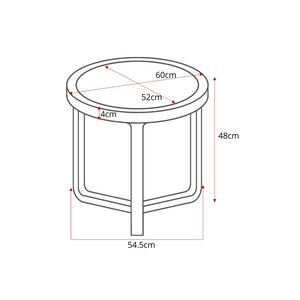 Couchtisch - Travertin Platte, Mangoholz Braun, Runde Form, 60 cm – Morris | Starfurn
