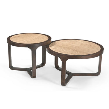 Coffee table – Travertine top, mango wood, brown finish – Morris | Starfurn