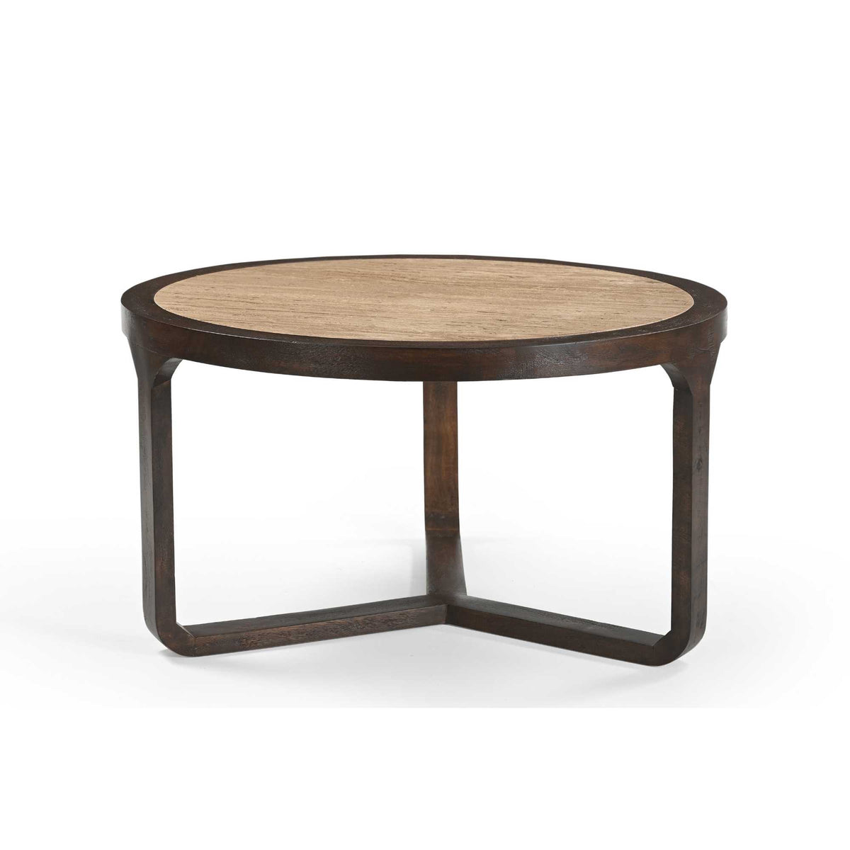 Coffee table – Travertine top, mango wood, brown finish – Morris | Starfurn