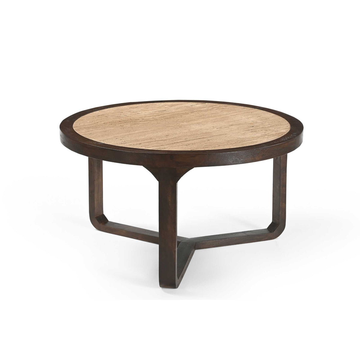 Coffee table – Travertine top, mango wood, brown finish – Morris | Starfurn