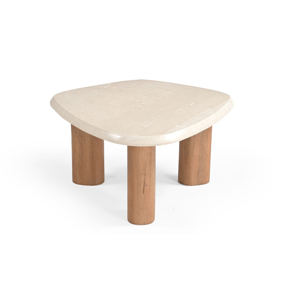 Couchtisch – Natur Mangoholz, Marmor Platte, Organische Form 84 cm – Nuvé | Starfurn