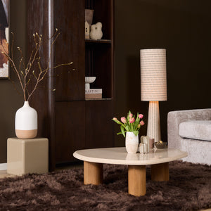 Couchtisch – Natur Mangoholz, Marmor Platte, Organische Form 100 cm – Nuvé | Starfurn