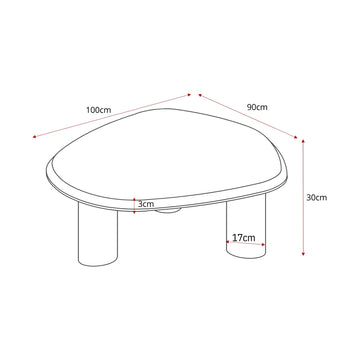 Couchtisch – Natur Mangoholz, Marmor Platte, Organische Form 100 cm – Nuvé | Starfurn