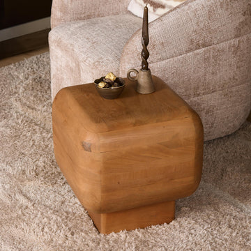 Side Table – Mango Wood, Natural Finish, Rounded Edges – Fedde | Starfurn