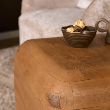 Beistelltisch – Natur Mangoholz, Abgerundete Ecken, Massives Design, 45 cm - Fedde | Starfurn
