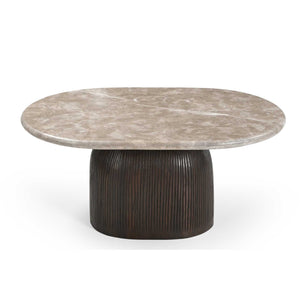 Couchtisch – Marmorplatte, Mangoholz, Rillenstruktur – Noel | Starfurn