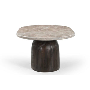 Couchtisch – Marmorplatte, Mangoholz, Rillenstruktur – Noel | Starfurn
