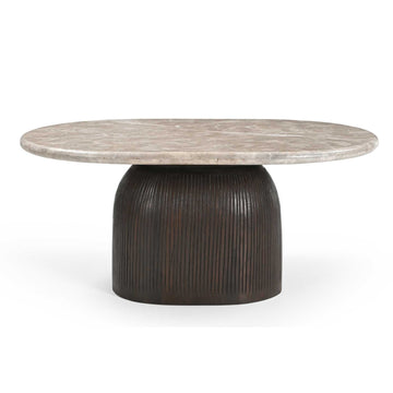 Coffee Table – Marble Top, Mango Wood, Grooved Structure – Noel | Starfurn