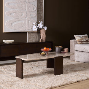 Coffee Table – Marble Tabletop, Mango Wood Frame, Modern Design – Silva | Starfurn