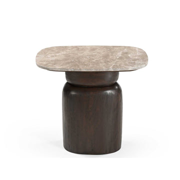 Beistelltisch – Modernes Design, Braunton, Mangoholz und Marmor – Silva | Starfurn