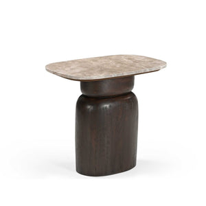 Beistelltisch – Modernes Design, Braunton, Mangoholz und Marmor – Silva | Starfurn
