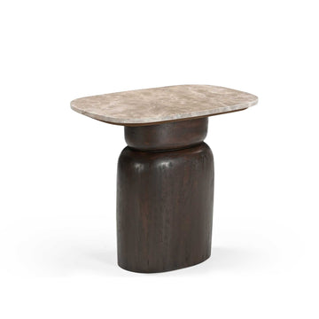 Beistelltisch – Modernes Design, Braunton, Mangoholz und Marmor – Silva | Starfurn