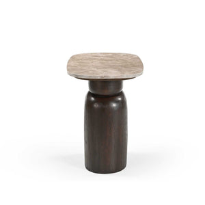 Beistelltisch – Modernes Design, Braunton, Mangoholz und Marmor – Silva | Starfurn