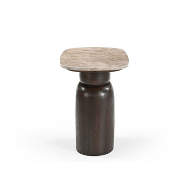 Beistelltisch – Modernes Design, Braunton, Mangoholz und Marmor – Silva | Starfurn
