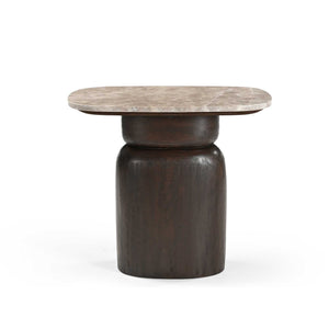 Beistelltisch – Modernes Design, Braunton, Mangoholz und Marmor – Silva | Starfurn