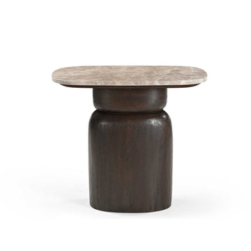 Beistelltisch – Modernes Design, Braunton, Mangoholz und Marmor – Silva | Starfurn