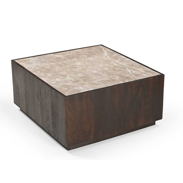 Couchtisch – Modernes Design, Braunton, Marmor und Mangoholz – Moos | Starfurn