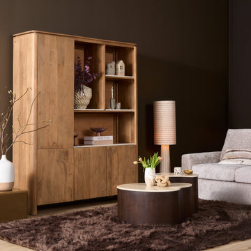 Couchtisch - Marmorplatte, Organische Form, Latten Gestell, 84 cm – Nomi | Starfurn