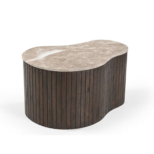 Coffee table - marble top, mango wood, slatted frame - Nomi | Starfurn