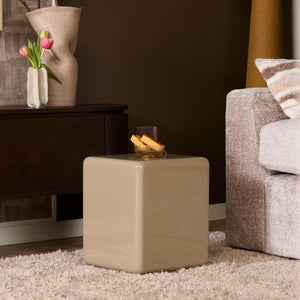 Coffee Table – Beige, Glossy Finish, Rounded Corners – Elias | Starfurn