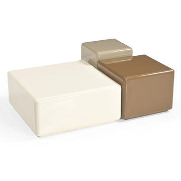 Couchtisch – Beige Farbe, Glänzende Oberfläche, Abgerundete Ecken – Elias | Starfurn