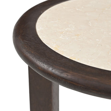 Beistelltisch – Modernes Design, Braunton, Mangoholz und Travertin – Vinn | Starfurn