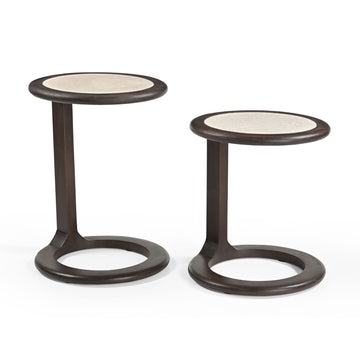 Beistelltisch – Modernes Design, Braunton, Mangoholz und Travertin – Vinn | Starfurn
