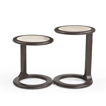 Beistelltisch – Modernes Design, Braunton, Mangoholz und Travertin – Vinn | Starfurn