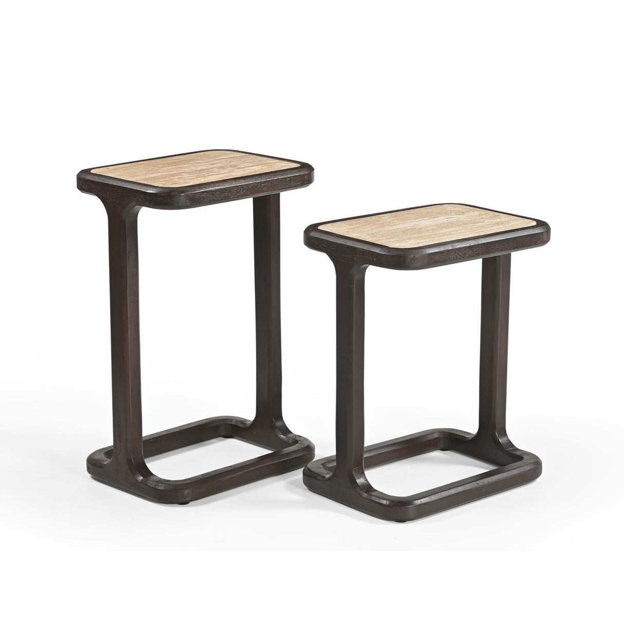 Beistelltisch – Modernes Design, Braunton, Mangoholz und Travertin – Arvid | Starfurn