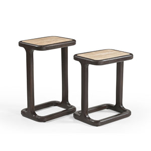 Beistelltisch – Modernes Design, Braunton, Mangoholz und Travertin – Arvid | Starfurn