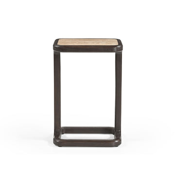 Beistelltisch – Modernes Design, Braunton, Mangoholz und Travertin – Arvid | Starfurn