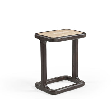 Beistelltisch – Modernes Design, Braunton, Mangoholz und Travertin – Arvid | Starfurn