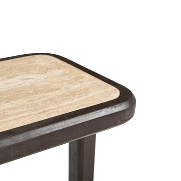 Beistelltisch – Modernes Design, Braunton, Mangoholz und Travertin – Arvid | Starfurn